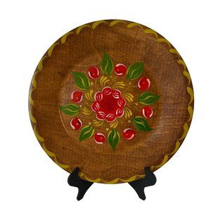 Vintage hand painted wood plate